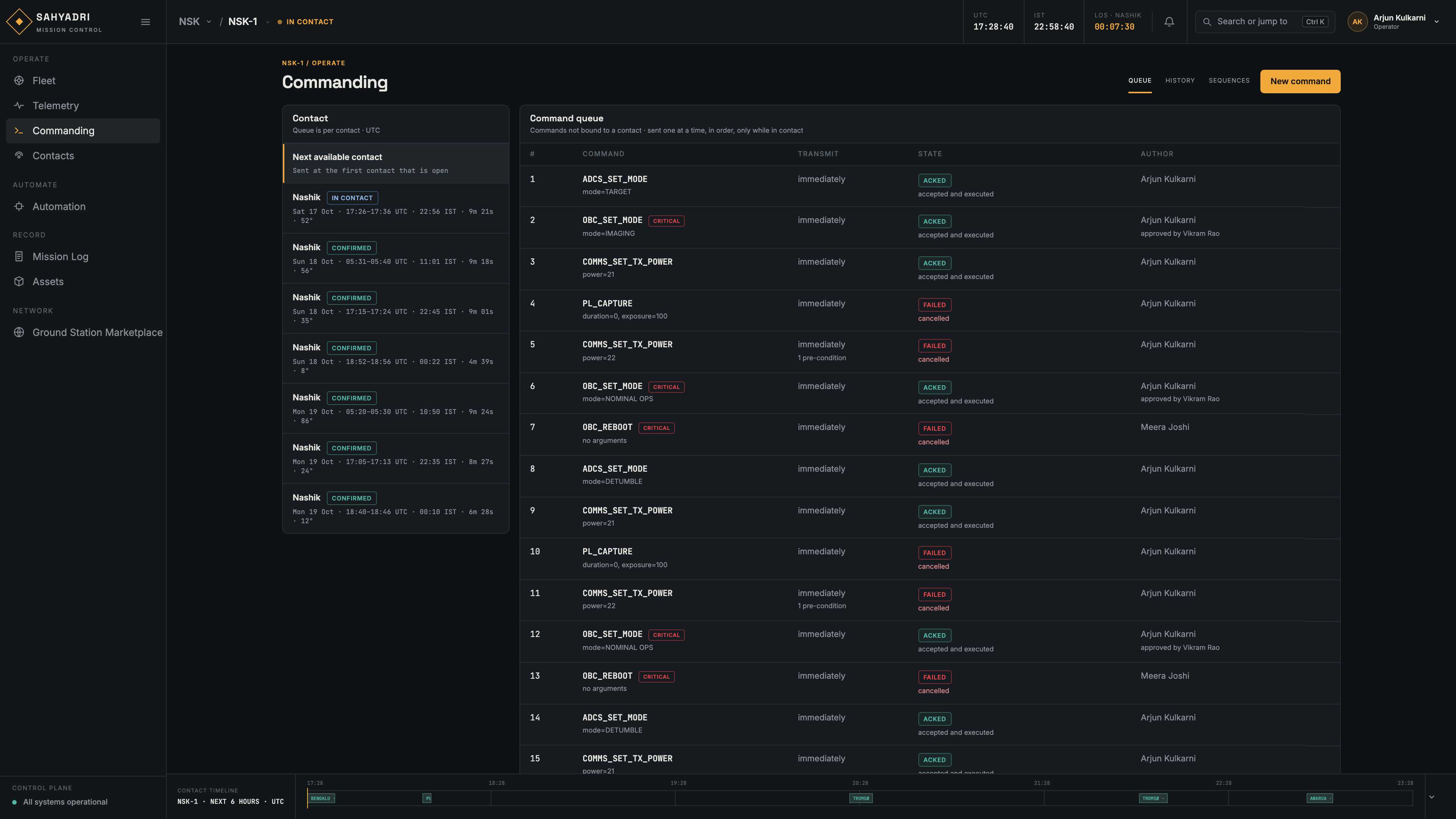Commanding queue with approval and scheduling